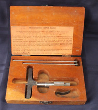 Vintage LUFKIN Micrometer Depth Gage Set No. 513 Original Wood Box See Pictures picture