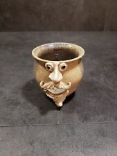 Art Pottery Whimsical Fun Ceramic Face Cup Egg Separator Signed picture