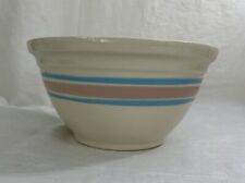 Ovenware USA 12 inch Mixing Bowl Cream Color w/Blue and Pink Stripes picture