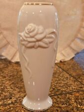 Lenox Ivory Porcelain Vase 24k Gold Trim Rose Blossom Approx. 8 inches Tall picture