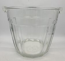 Vintage Clear Glass Bushel Basket Ice Bucket Thick  Handles 7