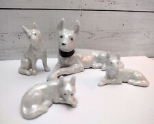 VINTAGE GREAT DANE DOG Family PUPPY FIGURINES LUSTERWARE IRIDESCENT JAPAN picture