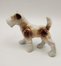 Vintage Porcelain Airedale Terrier Puppy Dog Figurine White Brown Japan 3