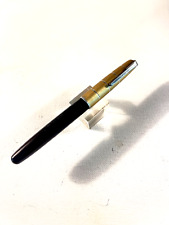 Vintage 1947 Waterman's Taperite Crusader Fountain Pen. Black with gold hood nib picture