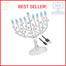 The Dreidel Company Traditional LED Electric Silver Hanukkah Menorah - Battery o picture