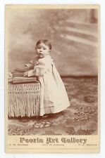 Antique c1880s Cabinet Card Mathis Adorable Child Playing Dulcimer Peoria, IL picture
