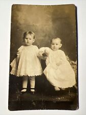 PARIS TEXAS c. 1907 antique RPPC Real Postcard 2 Siblings Toddler and Baby picture