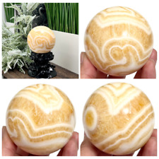 Banded Orange Calcite Sphere Healing Crystal Ball 483g 70mm picture
