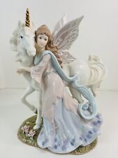 Mystical Unicorn with Fairy Porcelain Figurine Statue Lovely Detail Well Made picture