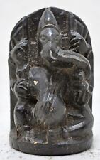 Antique Black Stone God Ganesha Idol Figurine Original Old Very Fine Hand Carved picture