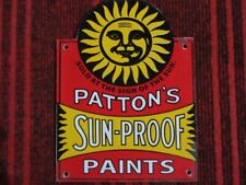 VINTAGE PATTON'S SUN PROOF OIL PAINTS PORCELAIN ENAMEL DEALER SIGN SIZE 8