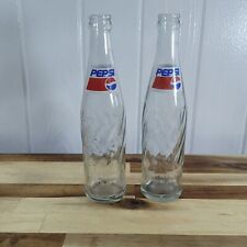 Lot of 2 Retro Pepsi Bottles 10oz Collectible Old Soda Bottles Swirl Embossed picture