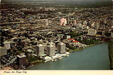 Vintage Miami postcard: Aerial view of Magic City picture