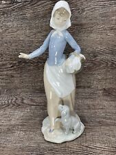 NAO By Lladro Girl Holding Basket And Puppy Dog, Hand Made In Spain picture
