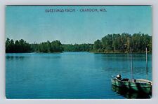 Crandon WI-Wisconsin, Scenic Lake Greetings, Antique, Vintage Souvenir Postcard picture