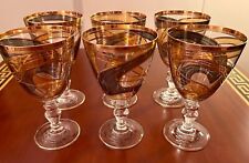 Golden Glasses - Italian, Hand-Painted Wine Glasses - Set of 6 (NEW) picture