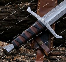 Marvelous Handmade Damascus Steel King Arthur/Medieval Sword With Leather Sheath picture