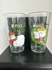 Vintage 2018 Peanuts Character Drinking Glasses Sally And Linus Winter /Holiday picture