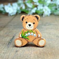 Lily Of The Valley Brooch Handmade May Birthday Gift Teddy Bear Flower Badge Pin picture
