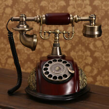 Antique Rotary Dial Phone Classic Old Fashioned Telephone Desk Phone Wine Red US picture