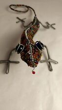Beadworx Grassroots Lizard/Gecko Hand-crafted  Figurine Wire & Glass Beads 17