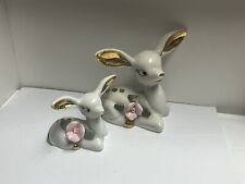 Vintage 1950's Chase H.Painted Doe & Fawn Porcelain Figurines Japan (Set of Two) picture