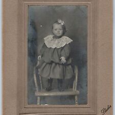 c1880s Oberlin, Kansas Cute Little Girl Big Dress Cabinet Card Photo Kan KS B24 picture