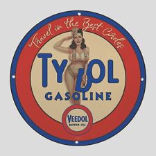 VINTAGE TYDOL VEEDOL 1935 OIL PORCELAIN  GAS PUMP  SIGN picture
