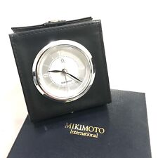 Mikimoto International Japan Silver Leather Square Desk Clock NEW Authentic picture