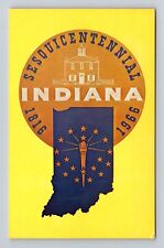 IN-Indiana, General Greeting Sesquicentennial Emblem, Antique Vintage Postcard picture