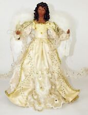16IN AFRICAN AMERICAN ANGEL IN CREAM/GOLDEN DRESS HOLIDAY CHRSTMAS DECOR picture