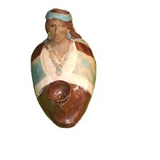 Vintage Native American ceramic statue Woman in Turquoise, signed, Vintage... picture