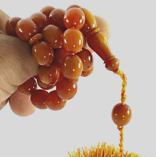 Opaque Egg Yolk Baltic Amber 50gr Islamic33 Oval Beads Brayer Collectable Rosary picture