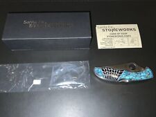 Spyderco Delica Serrated Turquoise Nugget Jet MOP Web Santa Fe Stoneworks New picture