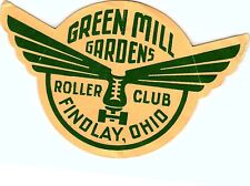 Vintage 1940s Roller Skating Rink Sticker Green Mill Gardens Club Findlay OH rs2 picture