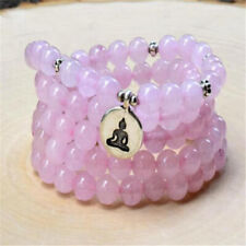 8mm Natural Pink Crystal 108 Pearl Buddha Chakra Stretch Bracelet Reiki Bless picture