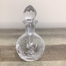 Vintage Cut Glass Perfume Bottle Etched Floral Design w/ Glass Stopper picture