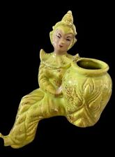 Midcentury Gilner Ceramic Siamese Dancers Chartreuse Gold California Pottery USA picture