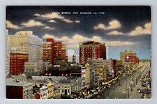 New Orleans-LA-Louisiana, Bird's Eye Night View Canal Street, Vintage Postcard picture