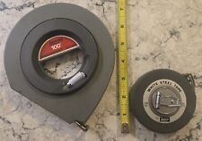 Lot Of 2 Vintage Lufkin White Steel 50' & 100' Tape Measures  picture