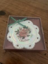 Fenton 1989 Christmas Ornament Rose Hand Painted NIB picture
