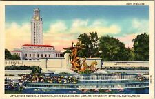 Austin TX-Texas, Littlefield Memorial Fountain, Scenic Vintage Postcard picture