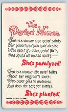 Postcard Comic Perfect Woman Poem She's Paralyzed She's Planted EW Gustis M16 picture