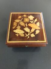 Vtg Italian Inlaid Wood Floral Music Jewelry Box K13 picture