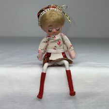 Elf Pixie Vintage Girl Rubber Face Christmas Decoration Ornament 6.5” Lovely picture