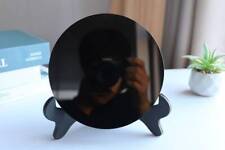 Natural Obsidian Mirror,Obsidian Wafer,Crystal Disk,Reiki Crystal Gift + stand picture