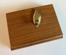 Vintage wooden poker card holder case with metal duck picture