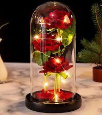 1pc Artificial Rose Flower Glass Cover Eternal Flower. picture
