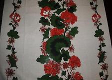 Vtg Almedahl Swedish Tablecloth Large Bright Floral Red Geranium Pattern 53 x 70 picture
