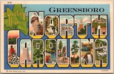 Greensboro, NORTH CAROLINA Large Letter Postcard Curteich Linen -1941 Cancel picture